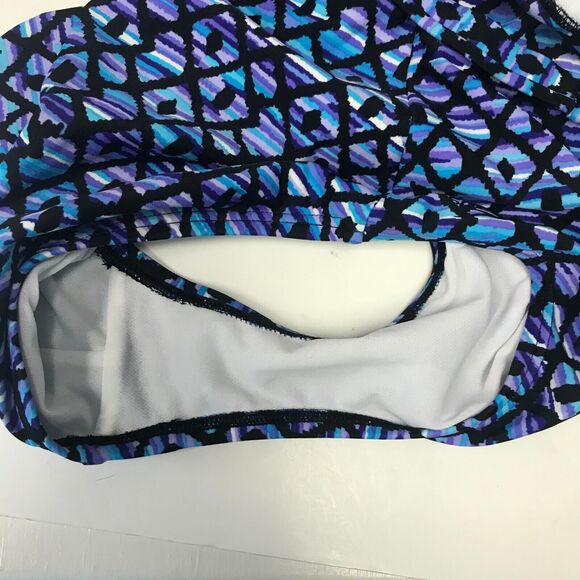 Speedo One Piece Swimsuit Womens 6 Purple Blue Black Geometric Print Padded - Picture 8 of 8
